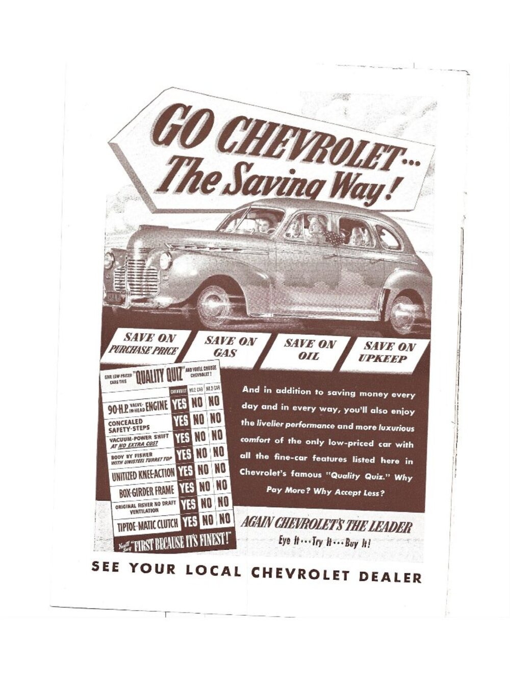 Print Ad Go Chevrolet Saving Way Mid 1940s Vintage Ad Oldsmobile Car Auto